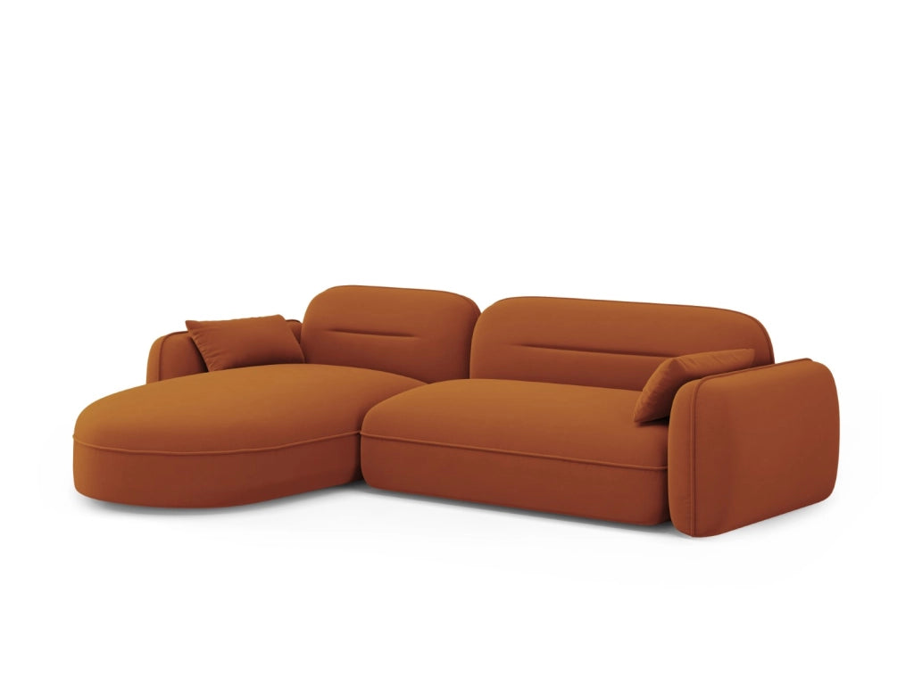 Cosmopolitan Design - Divano angolare modulare sinistro "Sydney" 4 posti in velluto terracotta 