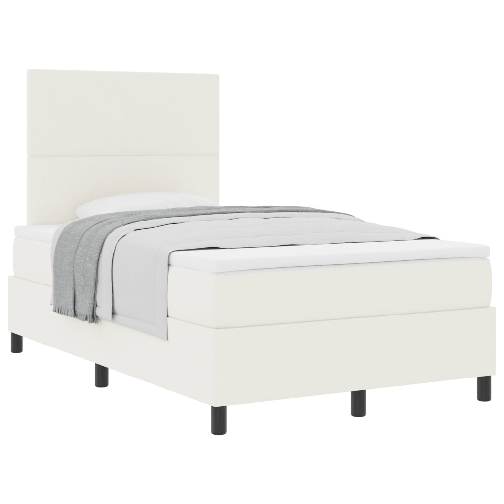 Letto a Rete con Materasso Panna Piccolo Doppio Tessuto Corduroy