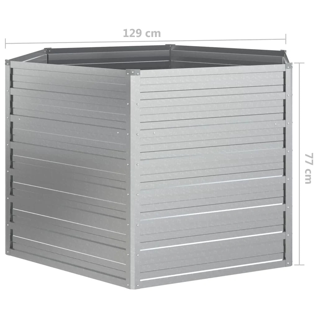 Fioriera rialzata per piante e fiori terrazza giardino 129 x 77 cm acciaio zincato argento 02_0039363