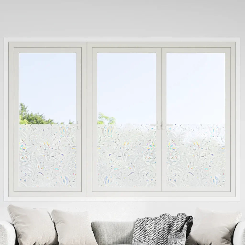 Pellicole per Finestre Smerigliate 2 pz Motivo Fiore in PVC CFW1126873