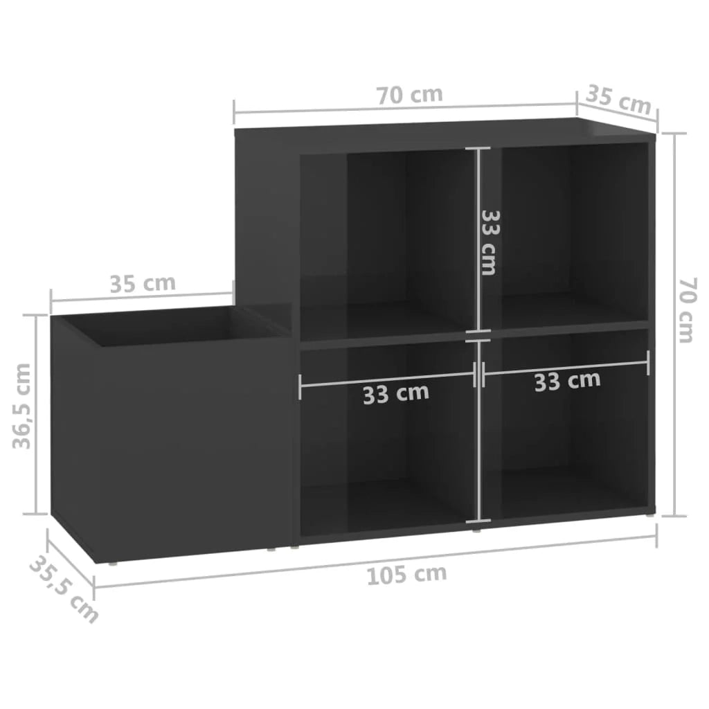 Scarpiera mobile contenitore per scarpe mobile per ingresso corridoio soggiorno legno ingegnerizzato lucido grigio 02_0021758