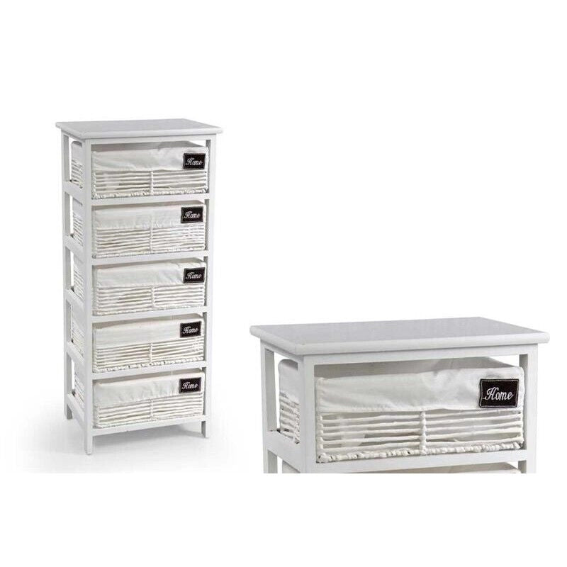 HOME CASSETTIERA CON 5 CESTE 40X29X90 CM IN COLORE BIANCO