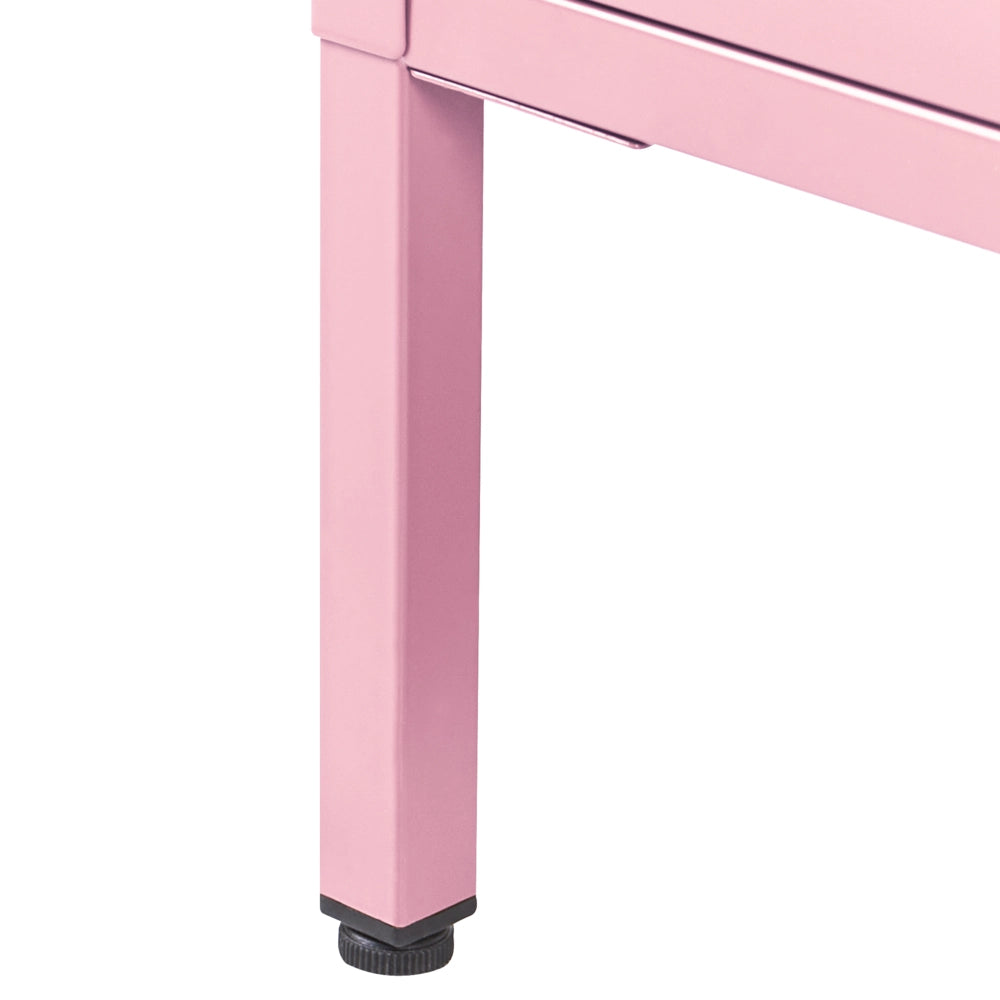 Mobile contenitore a 2 ante in acciaio rosa per l'ufficio domestico con 4 ripiani stile industriale moderno