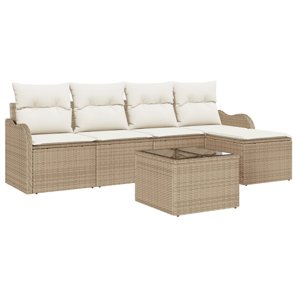 Set di divani da giardino 6 pezzi con cuscini brown polyrattan