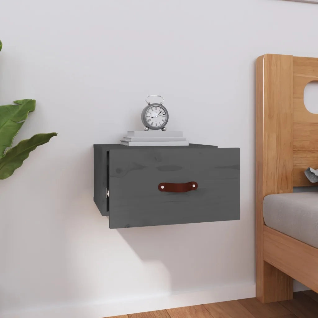 Comodino | Armadio da Notte | Mobiletto da notte a Muro Grigio 40x29,5x22 cm