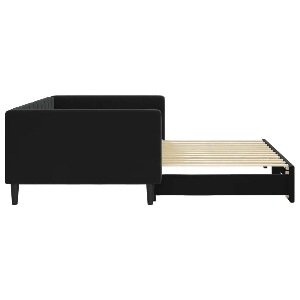 Divano Letto con Letto Estraibile Nero 100x200 cm in Velluto