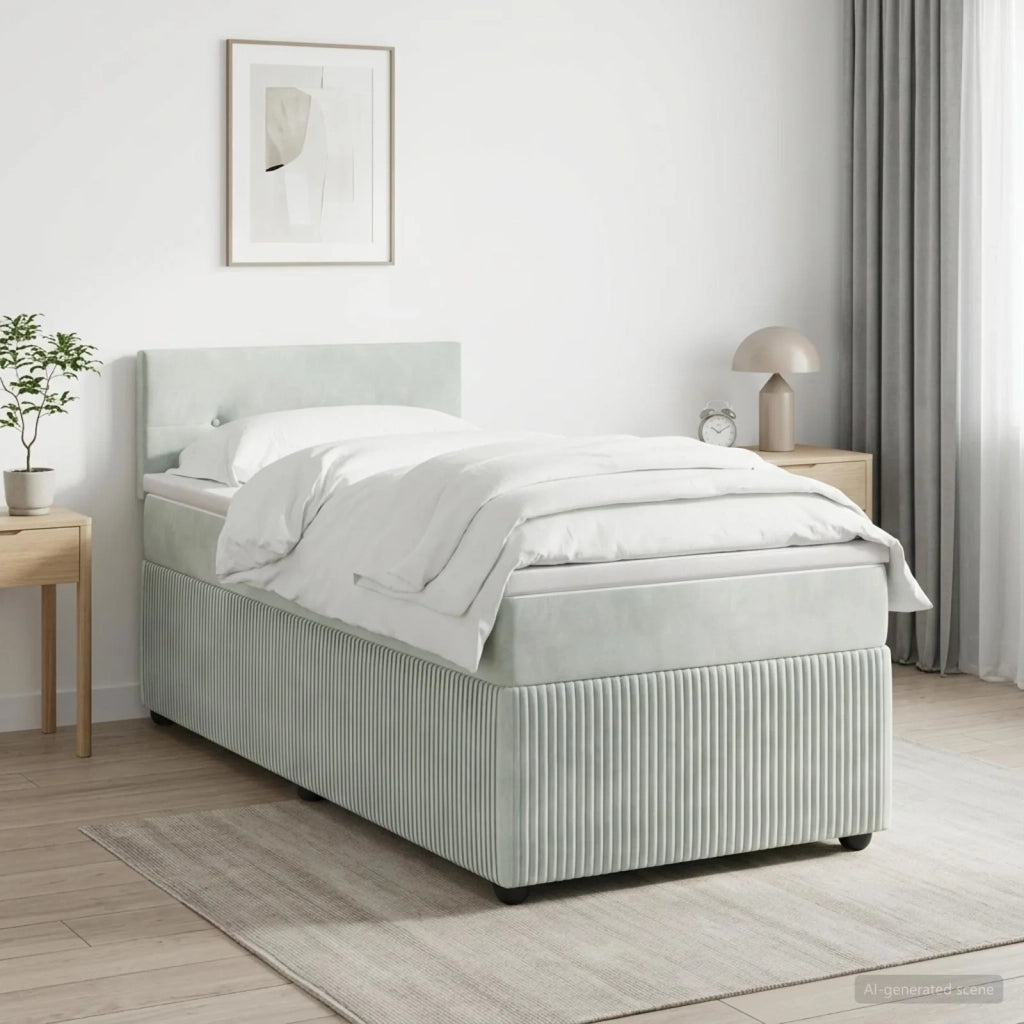 Letto box spring con materasso Grigio Chiaro 90 x 200 cm 3453065