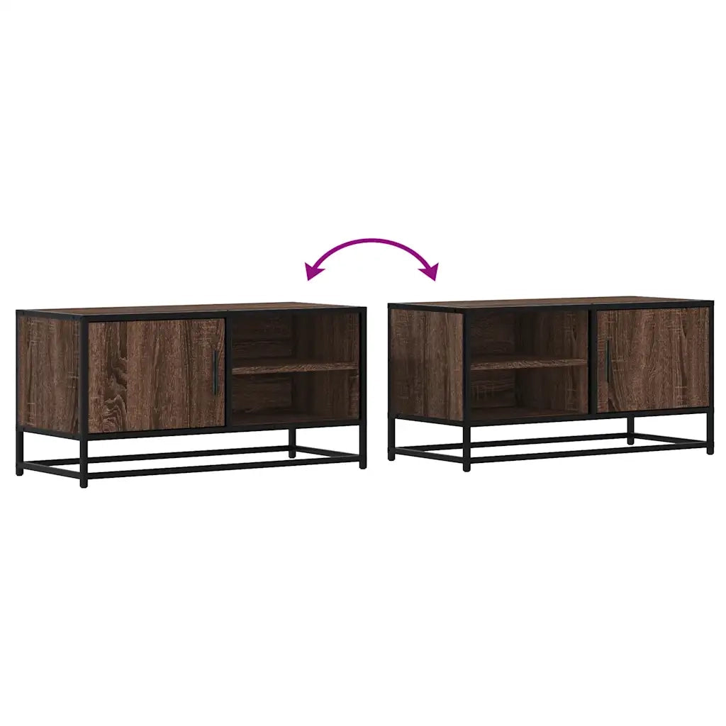 Mobile TV Rovere Marrone 80x34,5x40cm Legno Multistrato Metallo 848823