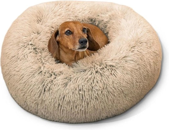 Letto per cani in pelliccia a scaglie - Taupe - Piccolo 23x23 con tasca per oggetti personali
