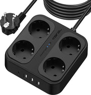Cavo di estensione 4 porte con scatola di connettori USB A e USB C - nero - 5 metri