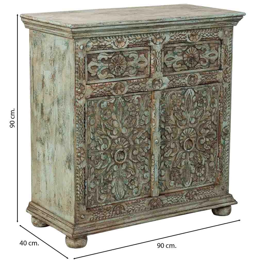 Aparador de madera verde 90x40x90