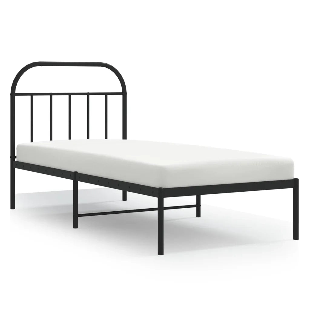 Giroletto con Testiera in Metallo Nero 80x200 cm