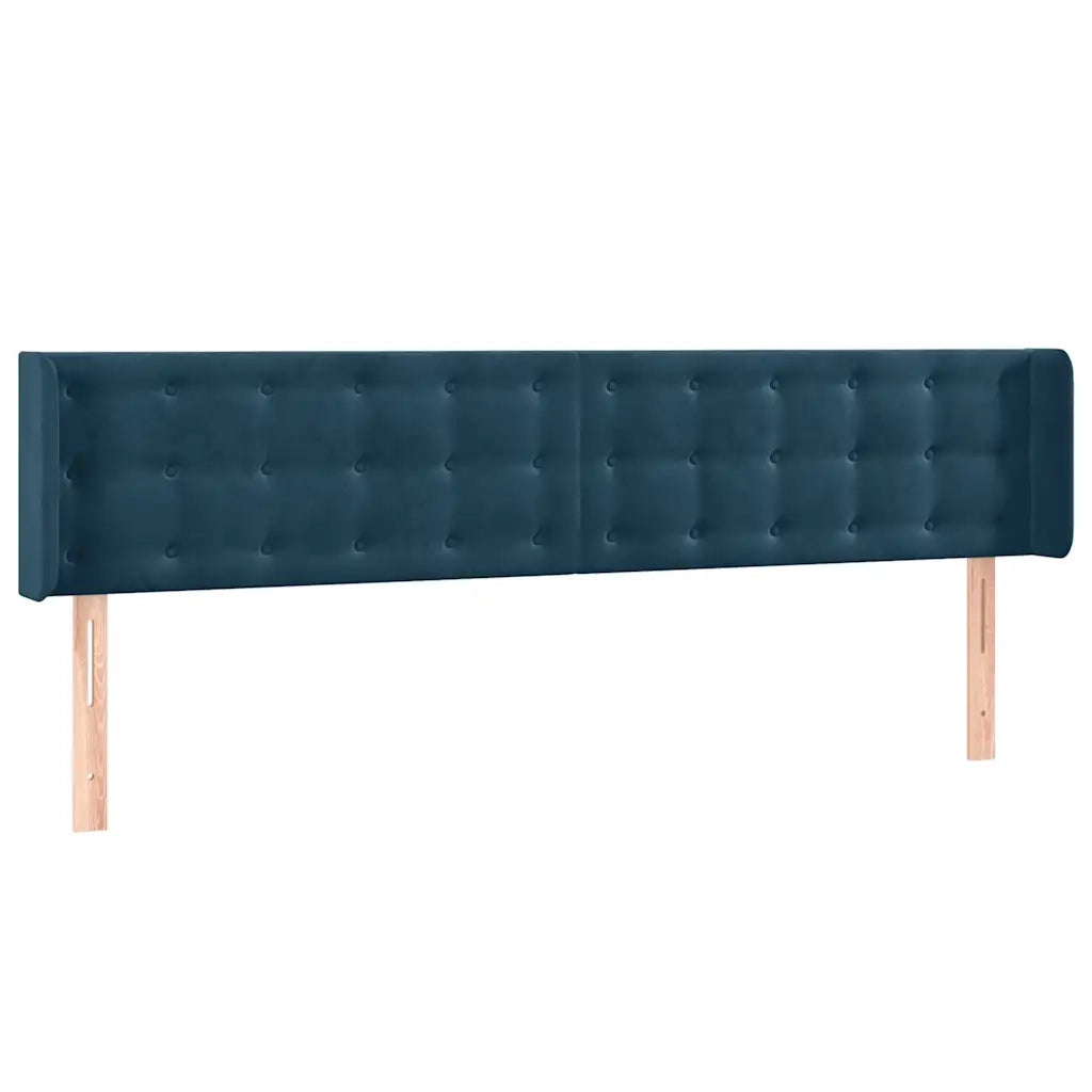 Testiera ad Orecchio-Testata con Orecchie Blu Scuro 163x16x78/88 cm in Velluto 931013