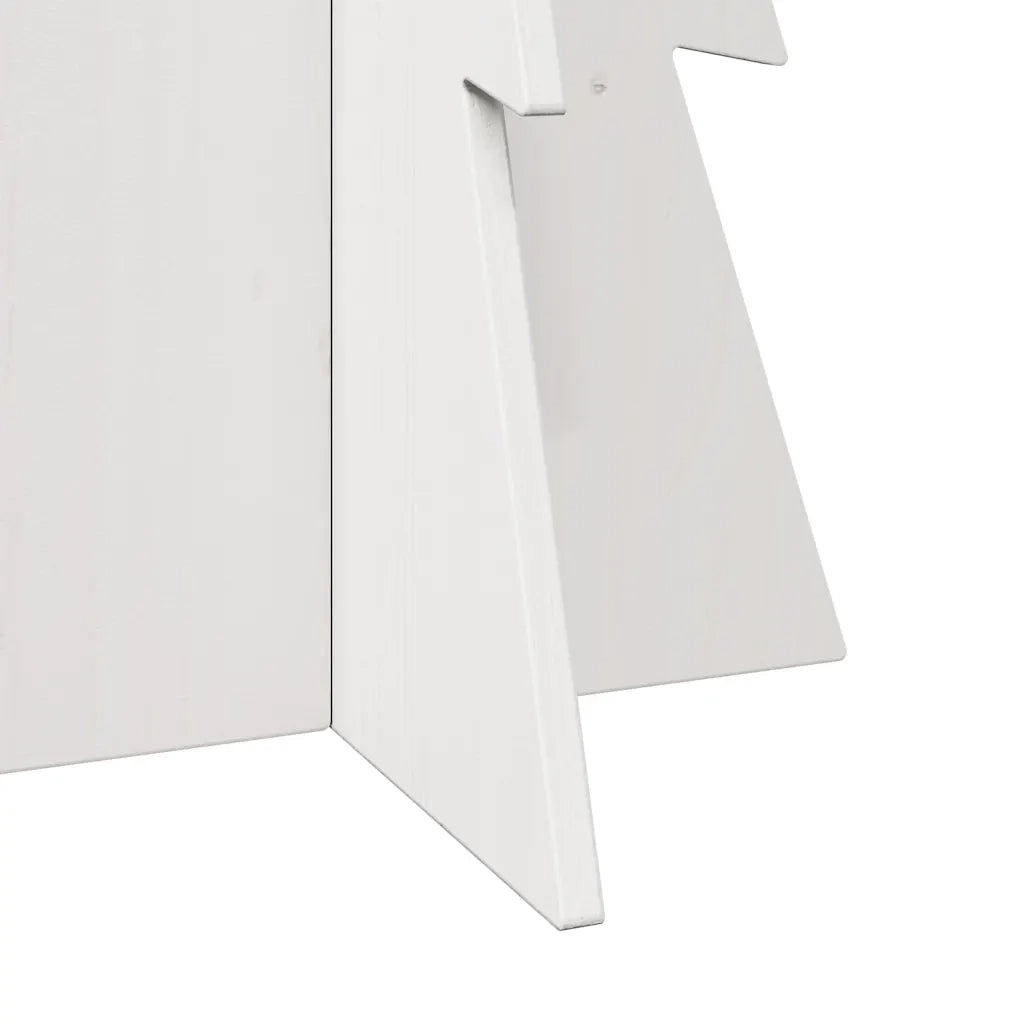 Albero di Natale Decorativo Bianco 112 cm Legno Massello Pino