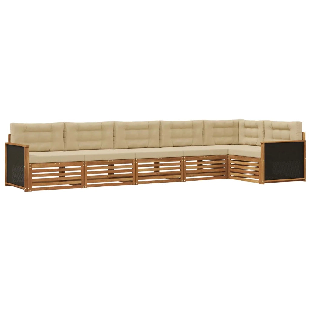Set di divani da esterno 6 pz Naturale e Beige Poliestere 3383406