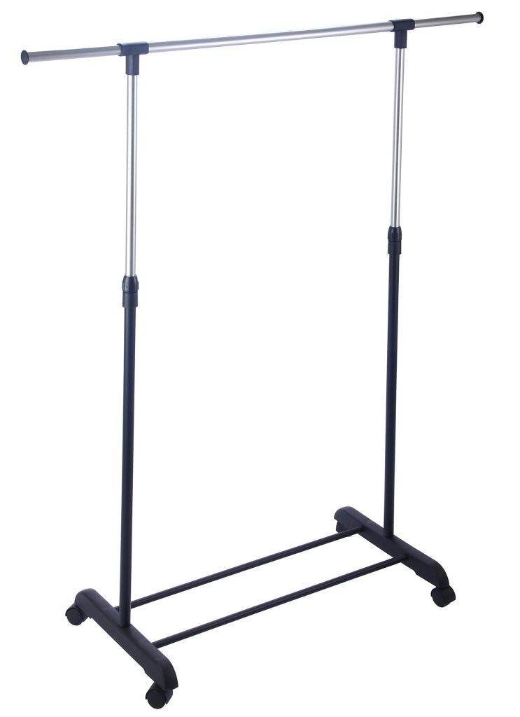 Stender Porta Abiti Estensibile in Acciaio con Ruote 125x170x42 cm Fadi Nero e Acciaio
