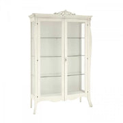 Vetrina in legno classica shabby 2 porte bianco 130x50x212 - Mobili 2G