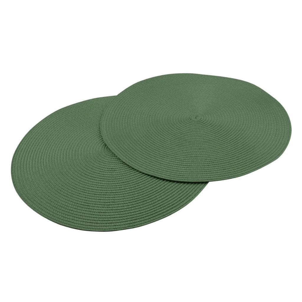 Set 2 Tovagliette Rotonde Fackelmann Ø38 cm – Plastica Verde Scuro