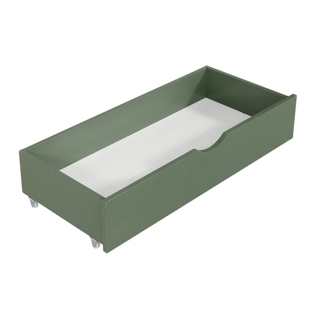 Letto a casetta per bambini verde naturale 90x200 cm con 2 cassetti