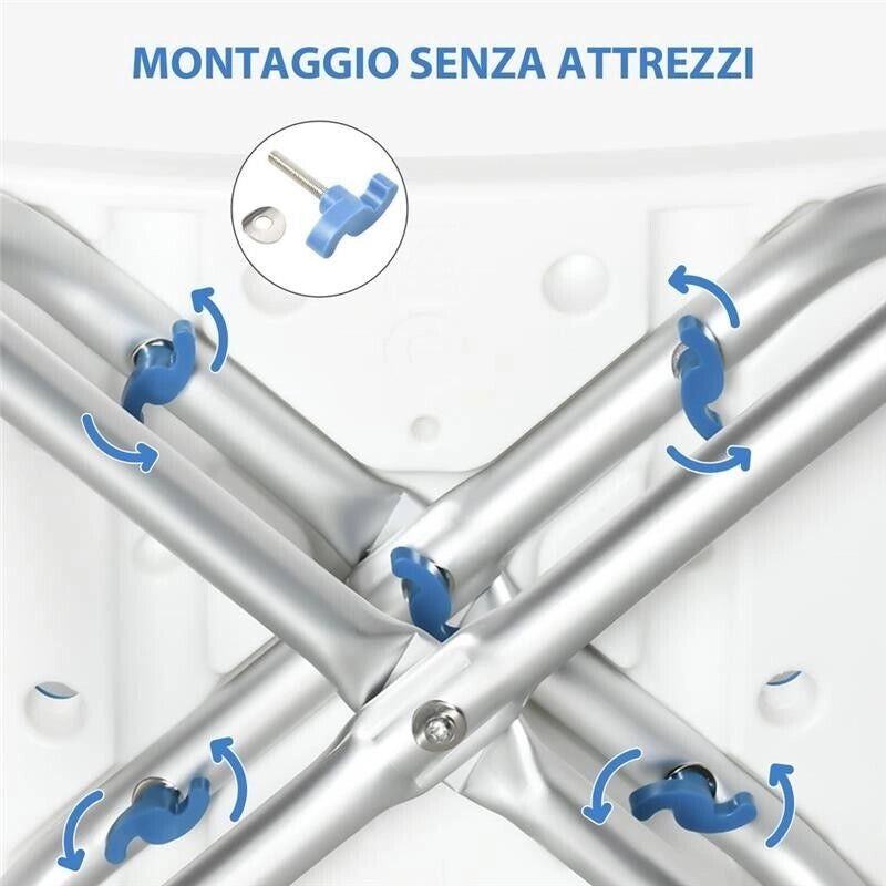 SEDIA PER DOCCIA IN ALLUMINIO ALTEZZA REGOLABILE E PIEDINI ANTISCIVOLO A VENTOSA