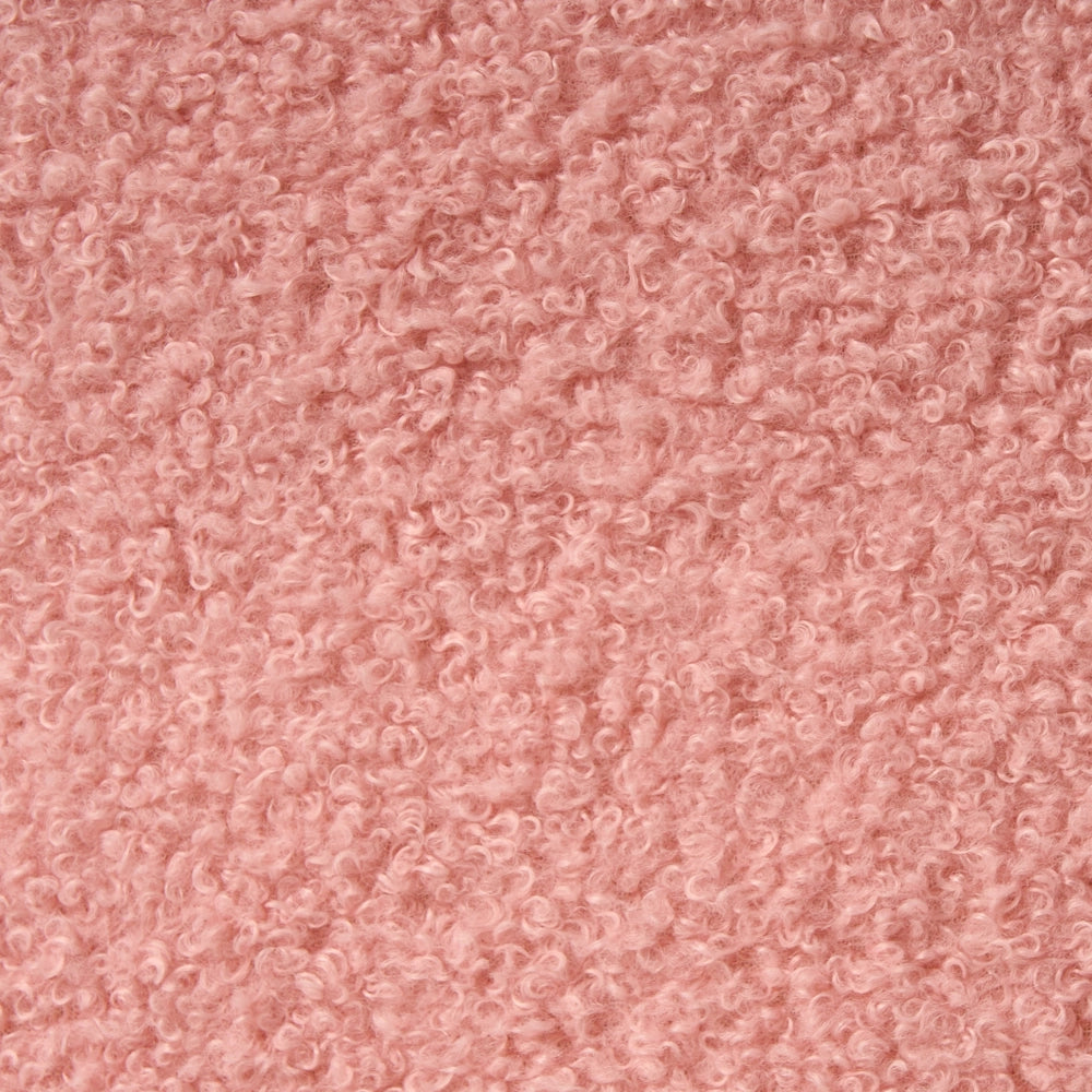 Pouf imbottito in tessuto per camera da letto e soggiorno 86 x 30 forma irregolare bouclè rosa stile scandinavo