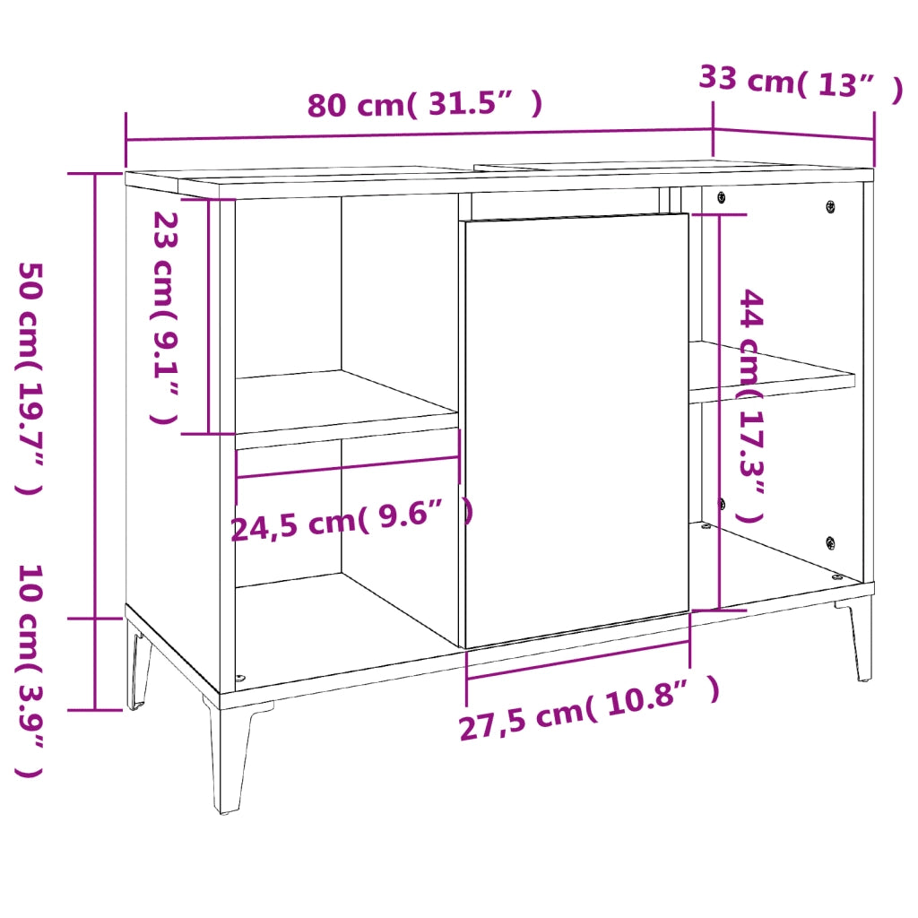 Set Mobili da Bagno 3 pz Grigio Sonoma in Legno Multistrato 3185627