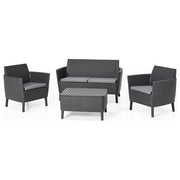 Keter Set da Giardino ''SALEMO LOUNGE'' composto da 2 Poltrone, Divano a 2 Posti e Tavolino, Colore Grafite