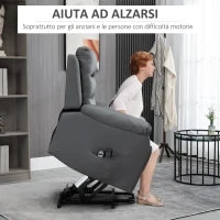 Poltrona Alzapersona Reclinabile fino a 135° con 8 Punti Massaggianti, Telecomando e Poggiapiedi, 91x86x101 cm