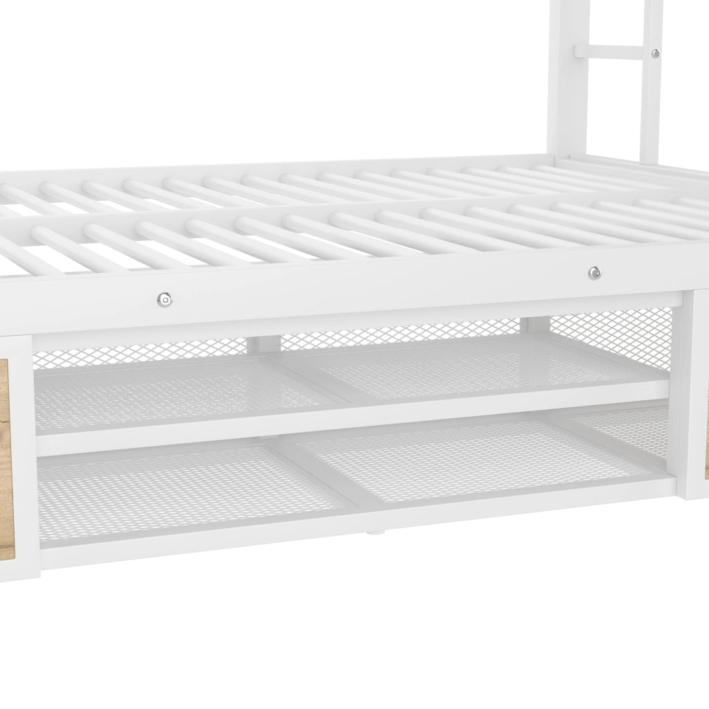 Letto a castello con scarpiera e vani contenitivi 90x200 / 140x200 cm