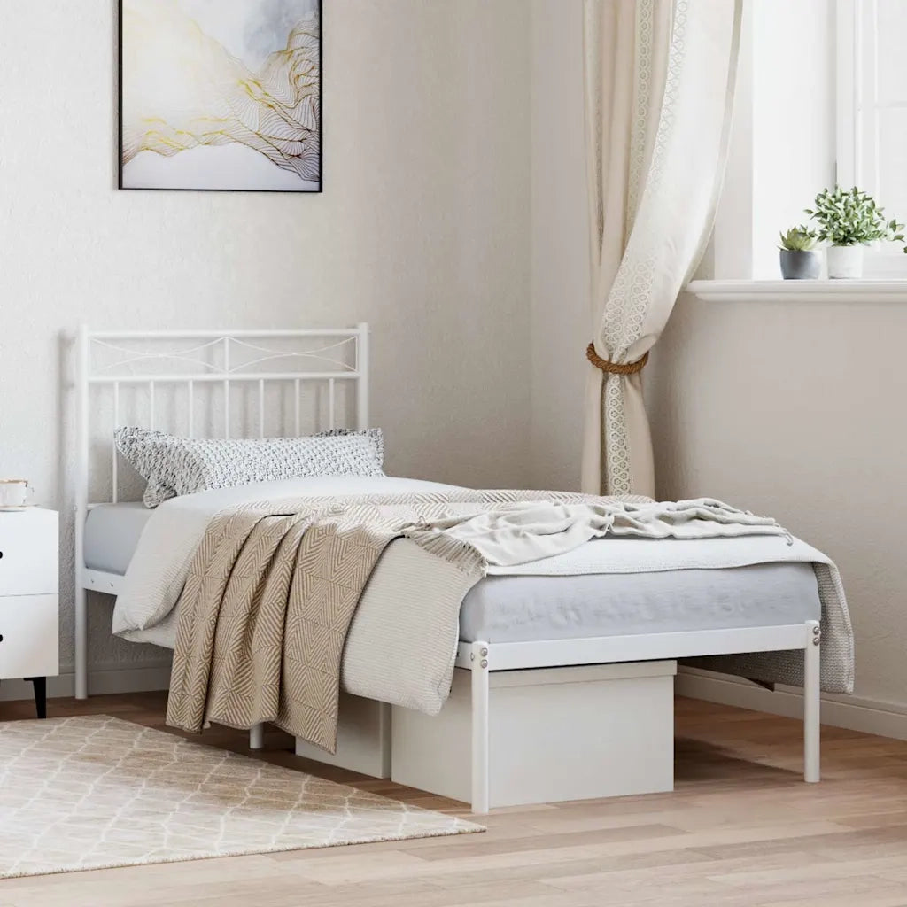 Giroletto con Testiera-Struttura Letto con testiera Metallo Bianco 80x200 cm 654701