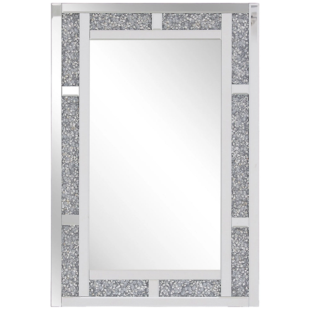 Specchio da parete in argento rettangolare 60 x 90 cm moderno glamour soggiorno camera da letto decorazione