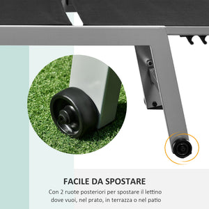 Lettino Prendisole da Giardino in Textilene 169x65x102 cm  UV-A Grigio