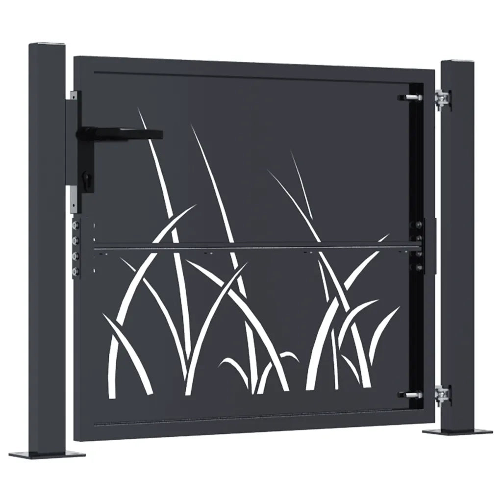 Cancello da giardino antracite 100x100cm in acciaio design erba 153167