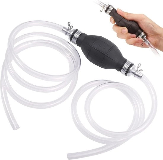 Pompa a sifone manuale con tubo PVC per carburante - migliorata pompa a mano diesel per serbatoio di carburante (10 mm)