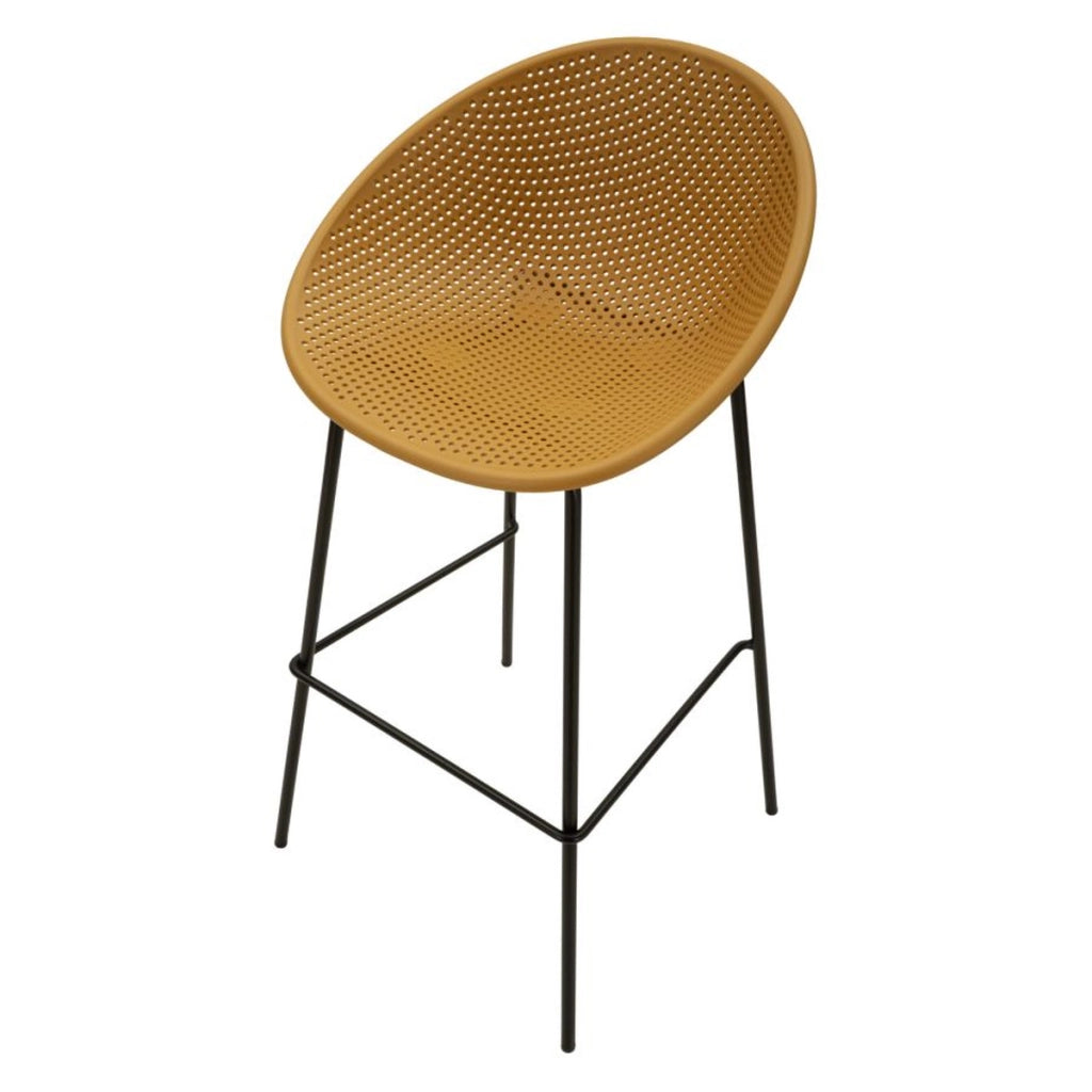 Set di 2 Sgabelli Alti VKH1088, Giallo, Metallo, 50x50x98 cm
