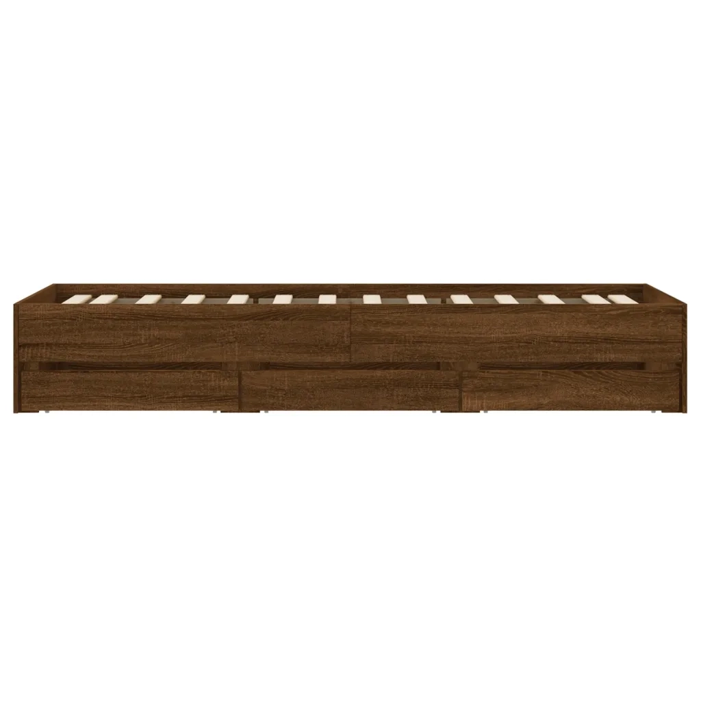 Giroletto Cassetti-Struttura Letto con contenitore Rovere Marrone 100x200 cm Legno Multistrato 302959
