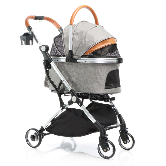 Fudajo Passeggino Pieghevole per Cani 2in1 Grigio, Carrozzina e Trasportino Rimovibile, max 20 kg per Animali Taglia Piccola e Media