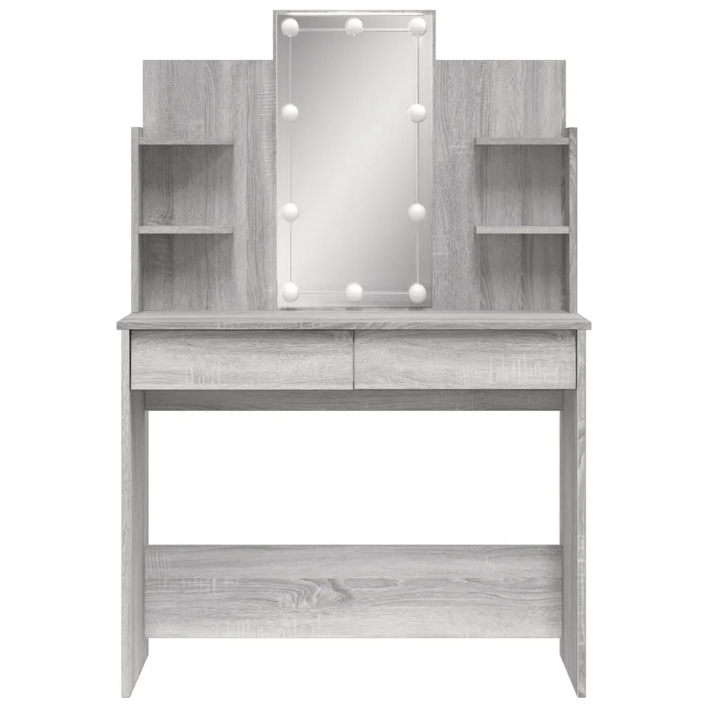 Toeletta | Tavolo da Trucco con Luci LED Grigio Sonoma 96x40x142 cm
