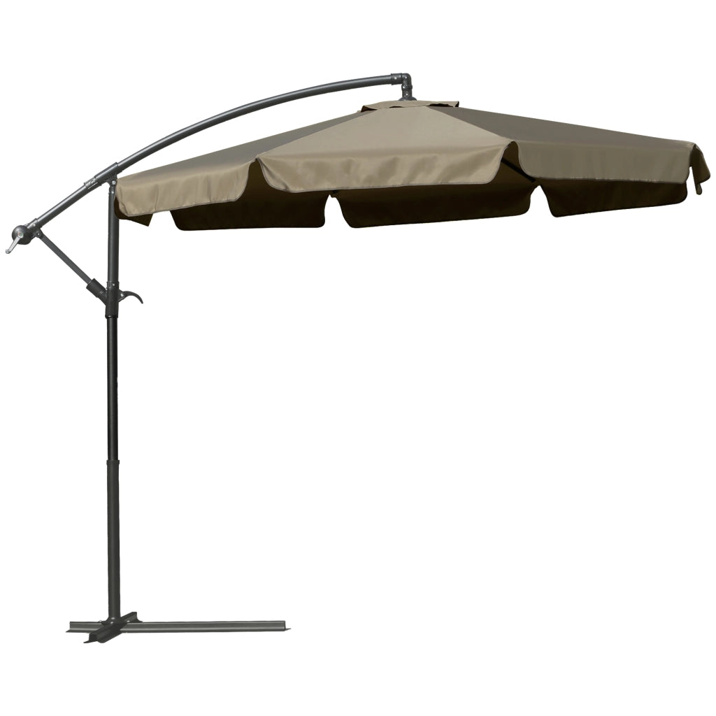 Ombrellone da Giardino con Apertura a Manovella ¨C zephmum ¨C Caff¨¨, Metallo e Poliestere, ?2.7x2.7 m