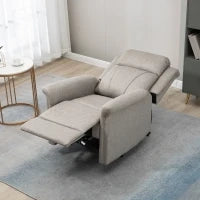 Poltrona Reclinabile Manualmente 135° con Poggiapiedi, Poggiatesta e Braccioli Imbottiti, 78x96x102 cm, Grigio