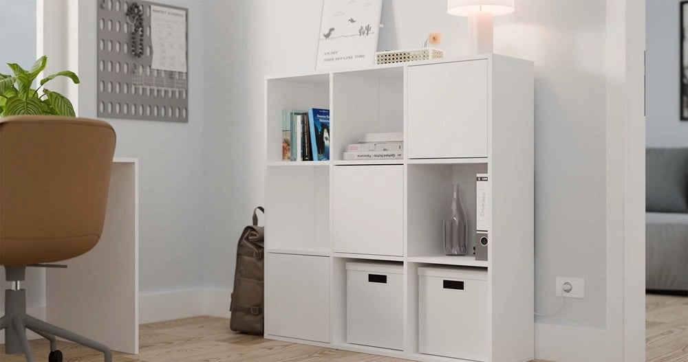 Scaffale MALAX 3x3 H bianco con 3 ante ripiani komorowe 110x110 cm tip-on libreria moderna