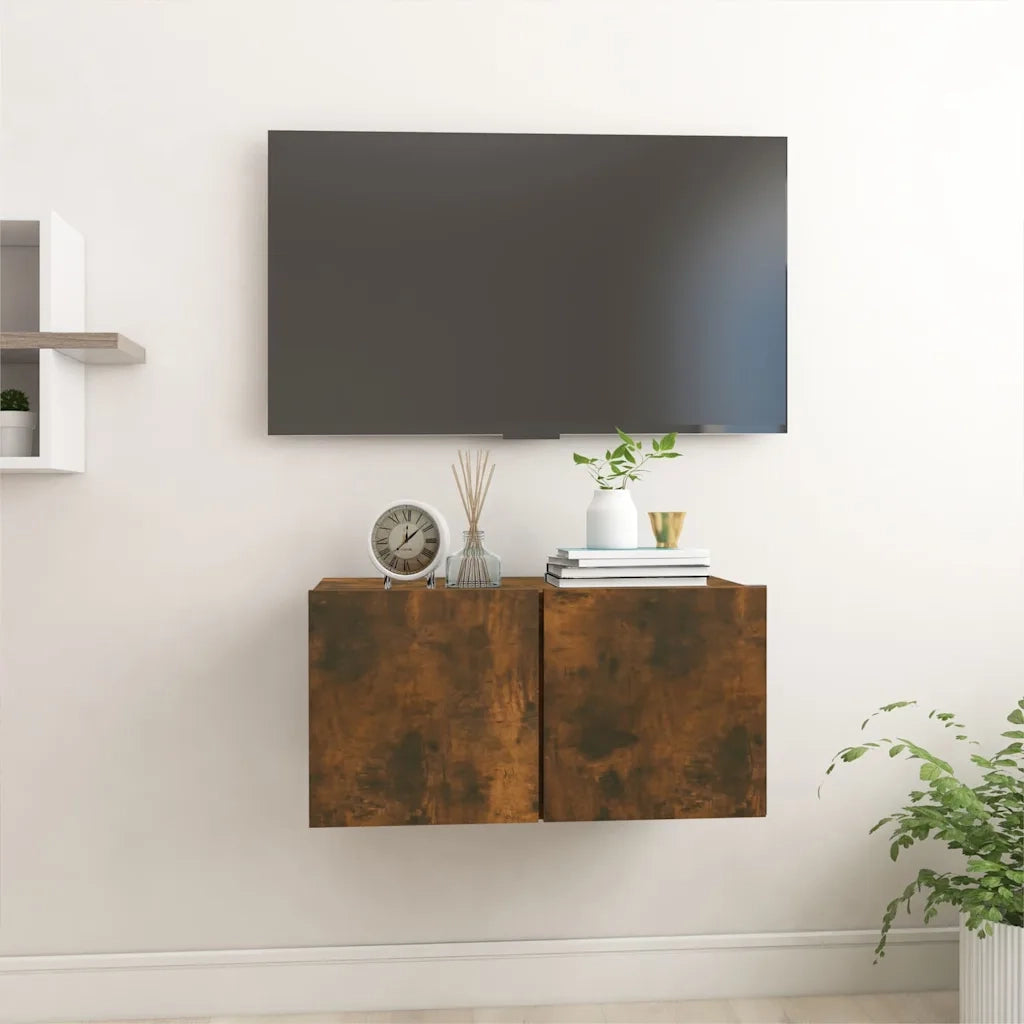 Mobile TV | Armadietto TV | Mobile Porta TV Pensile Rovere Fumo 60x30x30 cm in Legno Multistrato