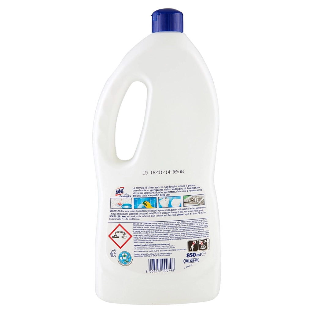 SET 6 CONFEZIONI DI SMAC GEL BAGNO DETERGENTE CON CANDEGGINA 850 ML