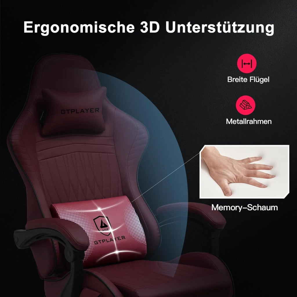Sedia Gaming Ergonomica con Poggiapiedi e Altoparlante Bluetooth Poltrona Ufficio Scrivania Sedie Girevole Musicale con Braccioli di Collegamento