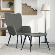 Divano Sedia-Poltrona Relax con Sgabello Grigio Scuro in Velluto