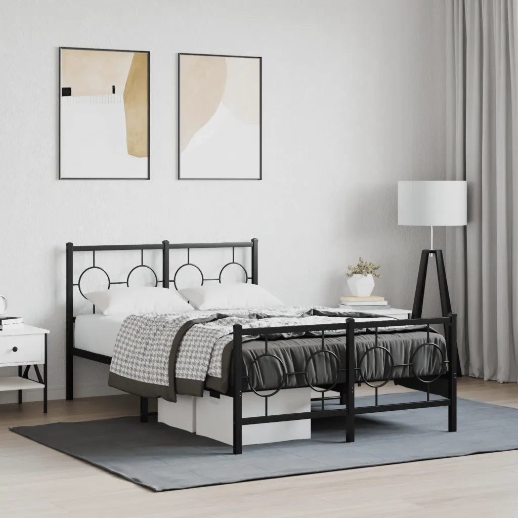 Giroletto con Testiera e Pediera Metallo Nero 120x200 cmcod mxl 112430