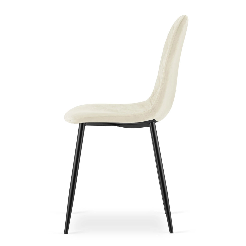 Set di 2 sedie Asti in velluto beige e metallo nero