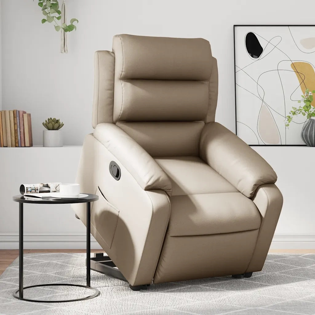 Poltrona Alzapersona Reclinabile Cappuccino in Similpelle 3205048