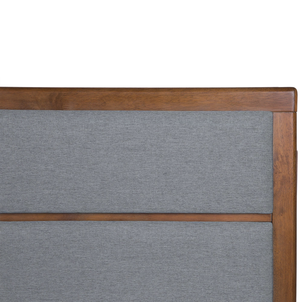 Letto 160 x 200 cm in frassino scuro con testiera imbottita in MDF e rete a doghe