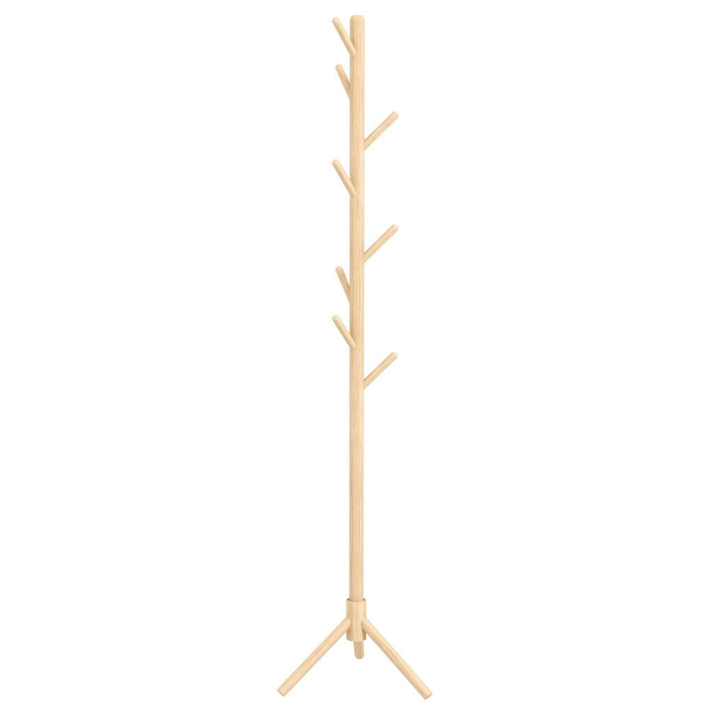 Appendiabiti a Parete Albero in Legno con 8 Ganci ¨C Zephmum ¨C 40x40x165 cm Naturale